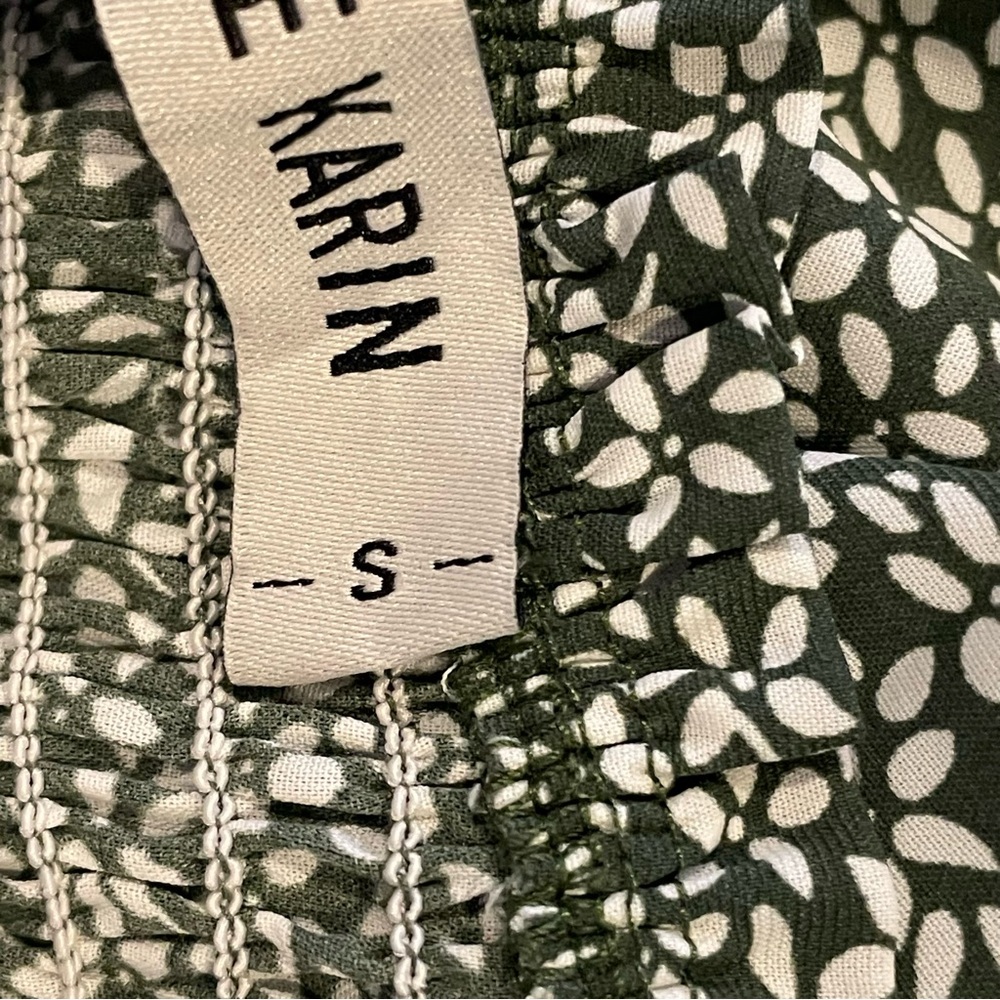 Grace Karin Olive Green & White Stretch Ruffle Layered Hem Midi Sundress Sz S - Picture 7 of 12